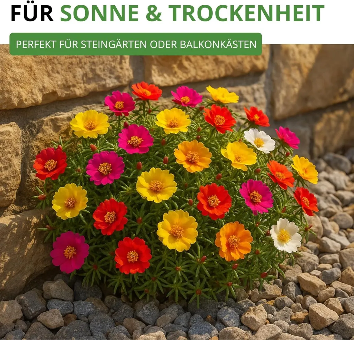 Portulakröschen Gefüllte Mischung Samen - Portulaca grandiflora - Blumensamen - Saatgut für 150 Pflanzen — Bild 5