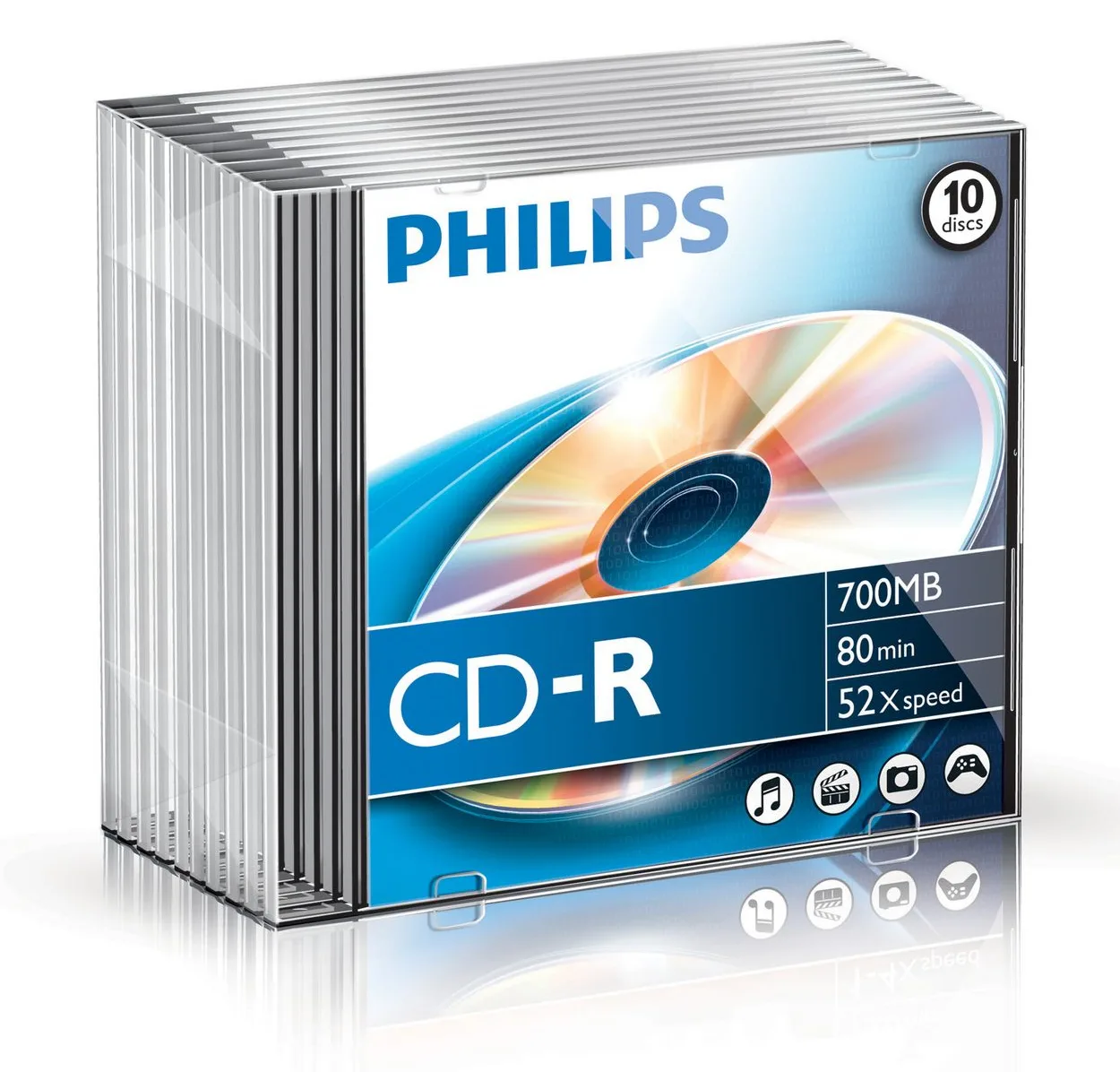 Philips 10 x CD-R - 700 MB (80 Min) 52x - Slim, Ansicht 2