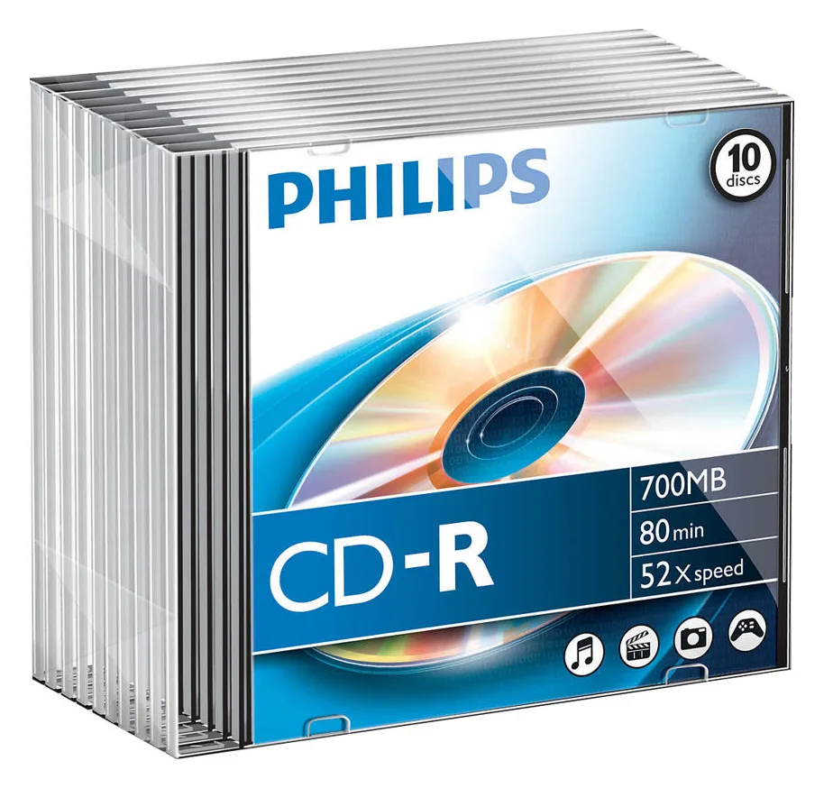 Philips 10 x CD-R - 700 MB (80 Min) 52x - Slim, Ansicht 3