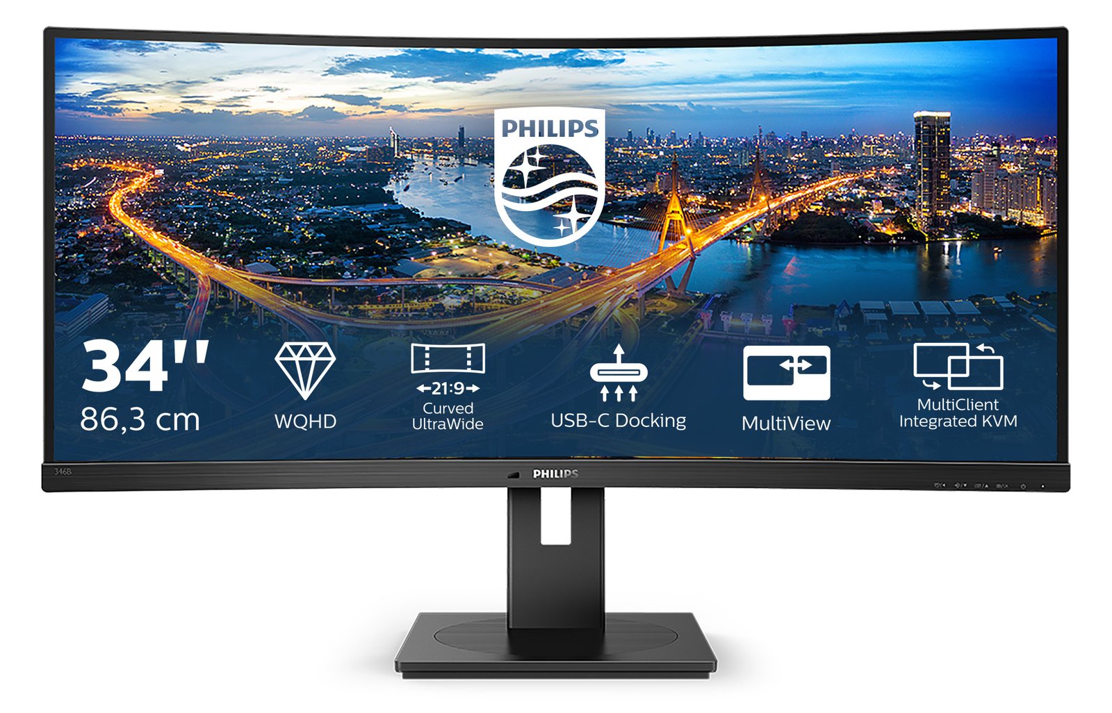 Philips B Line 346B1C - LED-Monitor - gebogen - 86.36 cm (34)