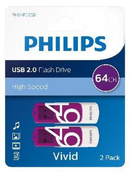 Philips FM64FD05B Vivid Edition 2.0 - USB-Flash-Laufwerk - 64 GB - USB 2.0 (Packung mit 2) von LumaTech