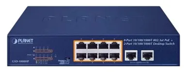 Planet GSD-1008HP - Unmanaged - Gigabit Ethernet (10/100/1000) - Vollduplex - Power over Ethernet (PoE) - Rack-Einbau, Ansicht 3