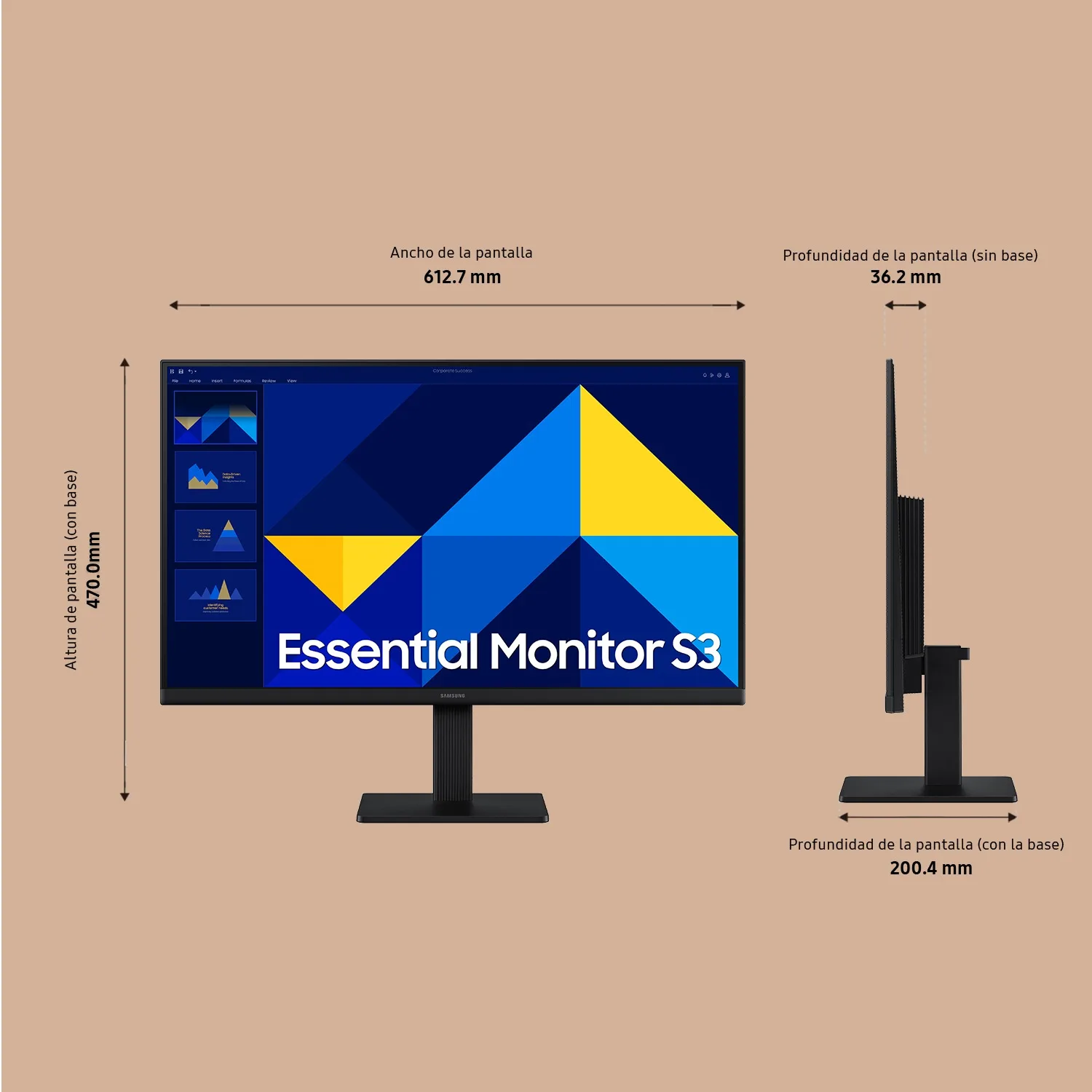 Samsung Essential S3 S27D304GAU - S30GD Series - LED-Monitor - 68.6 cm (27), Ansicht 4