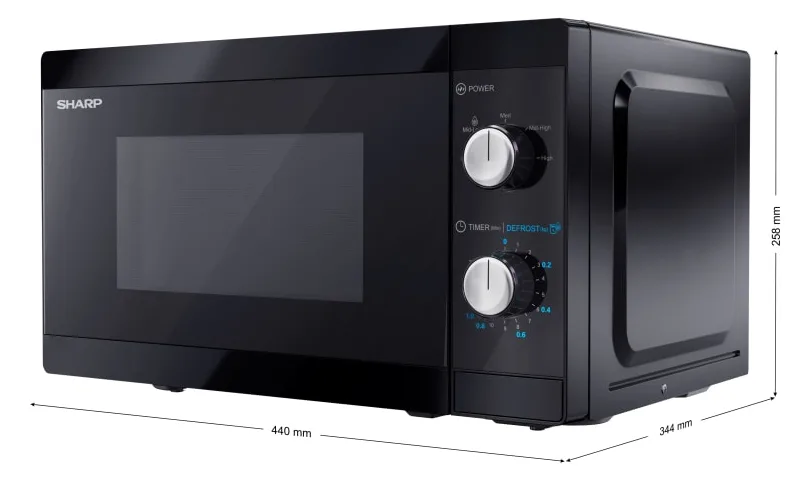 Sharp YC-MS01E-B - Arbeitsfläche - Solo-Mikrowelle - 20 l - 800 W - Drehregler - Schwarz, Ansicht 4