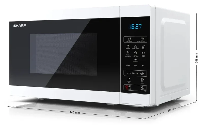 Sharp YC-MS02E-W microwave Countertop Solo 20 L 800 W Black White, Ansicht 2