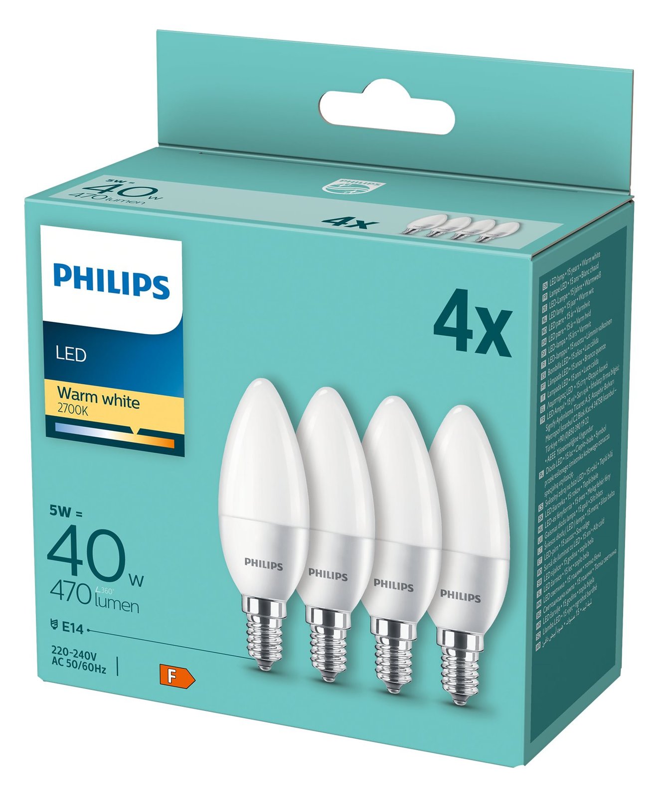 Signify Philips - LED-Lampe - Form: B35 - matt Finish - E14 - 5 W (Entsprechung 40 W)