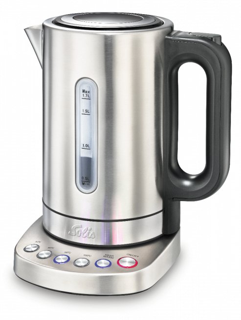 SOLIS Vario Temp Kettle - 1,7 l - 2200 W - Edelstahl - Regelbare Temperatur - Wasserstandsanzeige