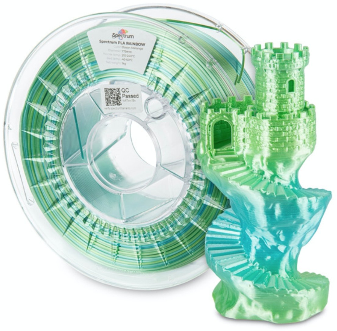 Spectrum Filaments Filament· SILK PLA Rainbow· OCEAN MELANGE· 1.75mm· 1kg