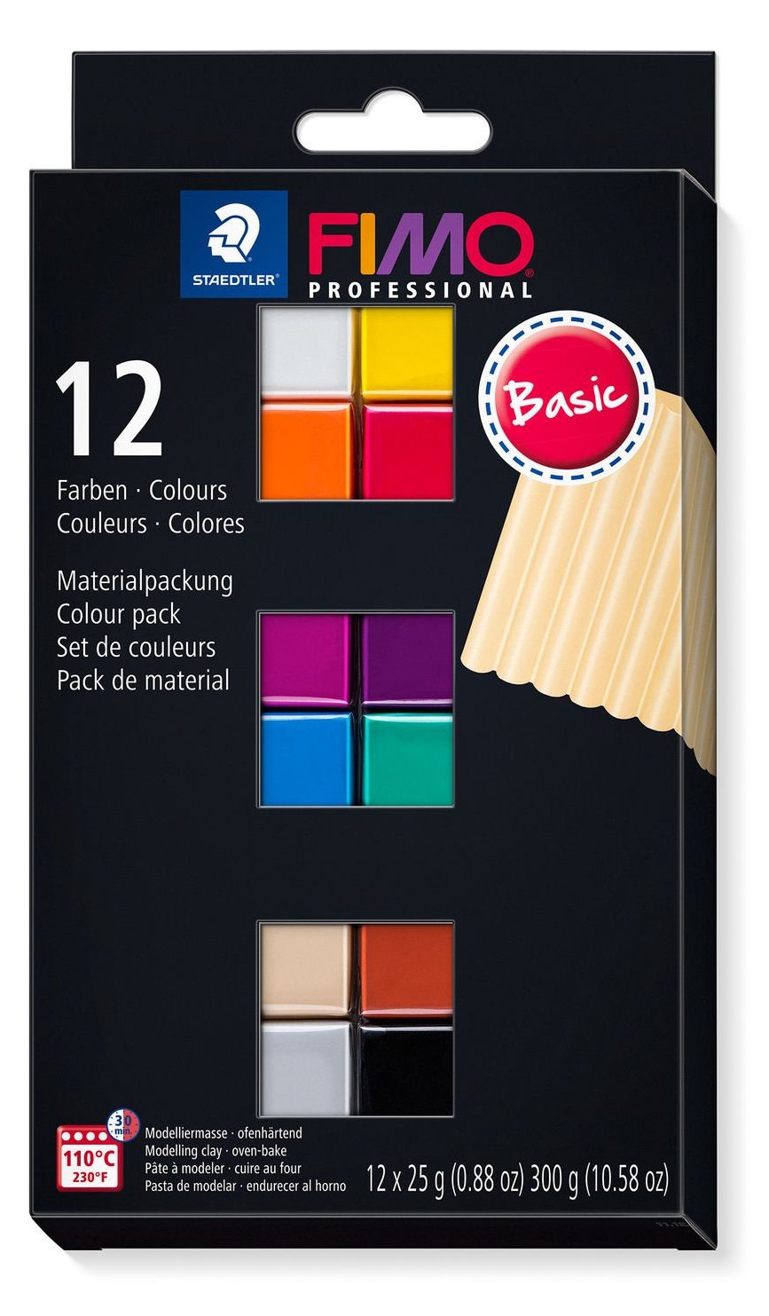 STAEDTLER FIMO 8043 C - Modellierton - gemischte Farben (s. Beschreibung) - 12 Stück(e) - 12 Farben - 110 °C - 30 min