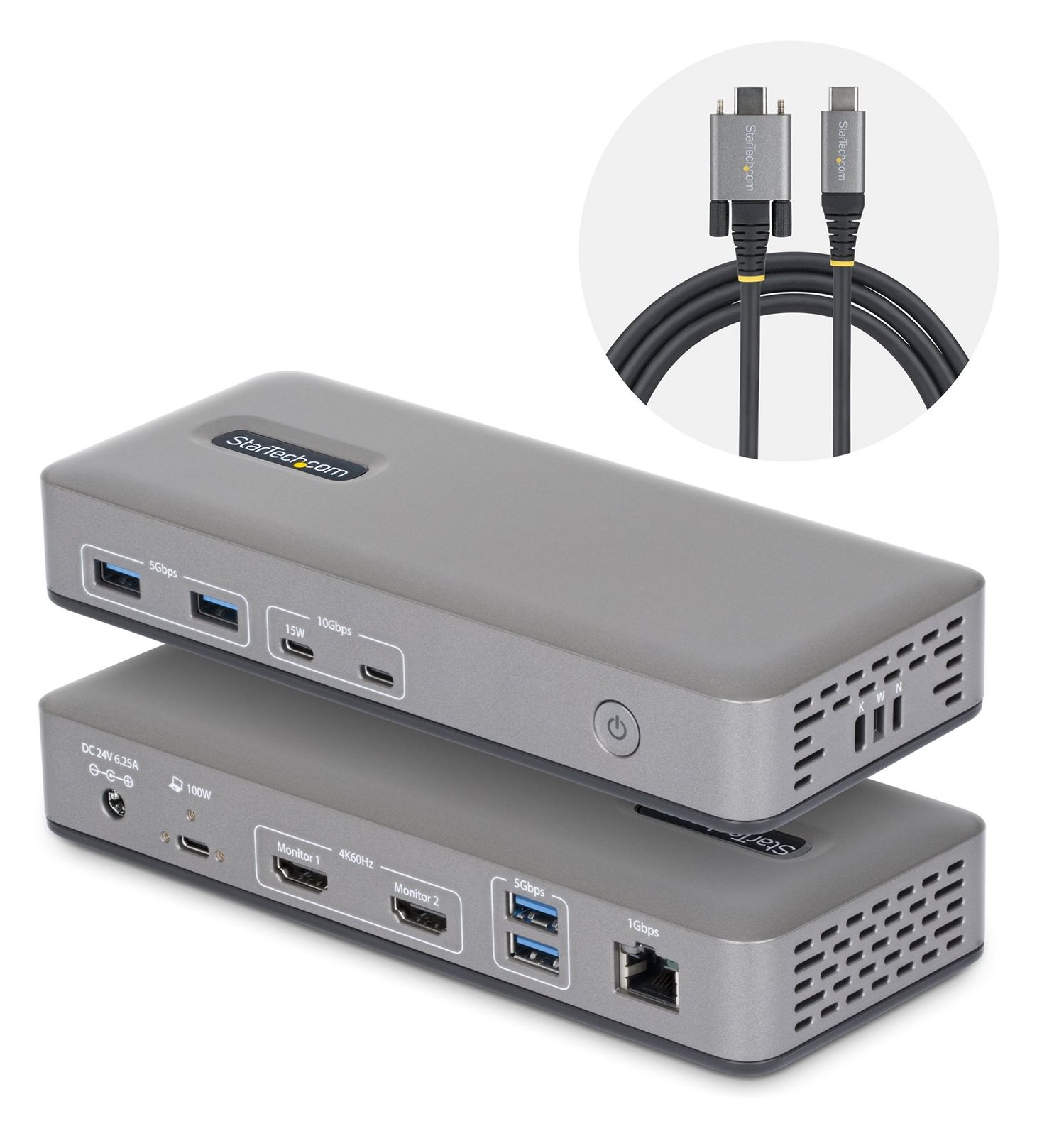 StarTech.com USB-C Dock 2x HDMI 4K60 1GbE 100W PD