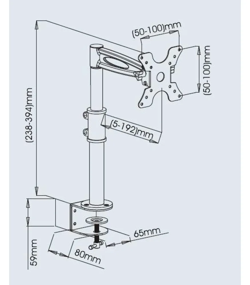 Techly Befestigungskit (Spannbefestigung für Tisch, Halterung für Display, Schwenkarm) für LCD-Display - Schwarz, Ansicht 3