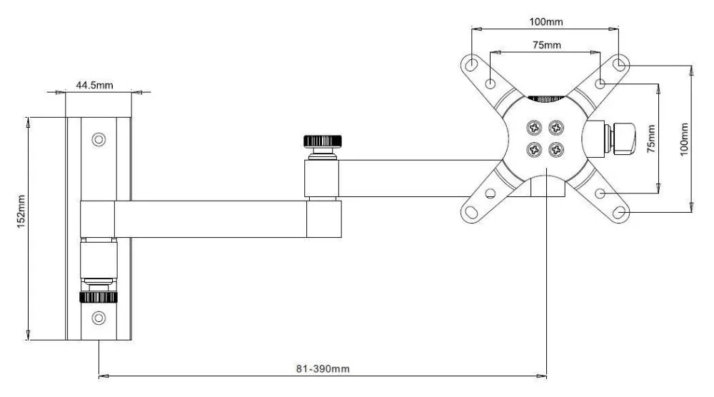 Techly LED 100 - Befestigungskit (Schwenkarm-Wandhalterung) für LCD TV - Schwarz - Bildschirmgröße: 33-76.2 cm (13-30), Ansicht 3