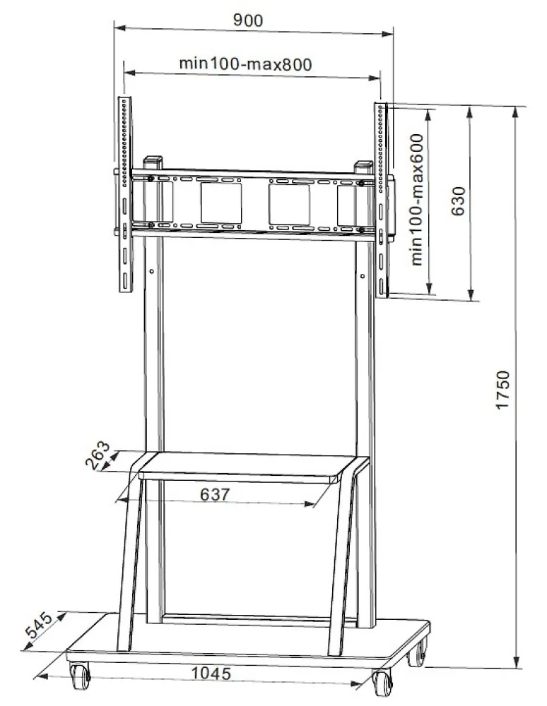 Techly Wagen - für Flachbildschirm - Schwarz (55-100), Ansicht 4