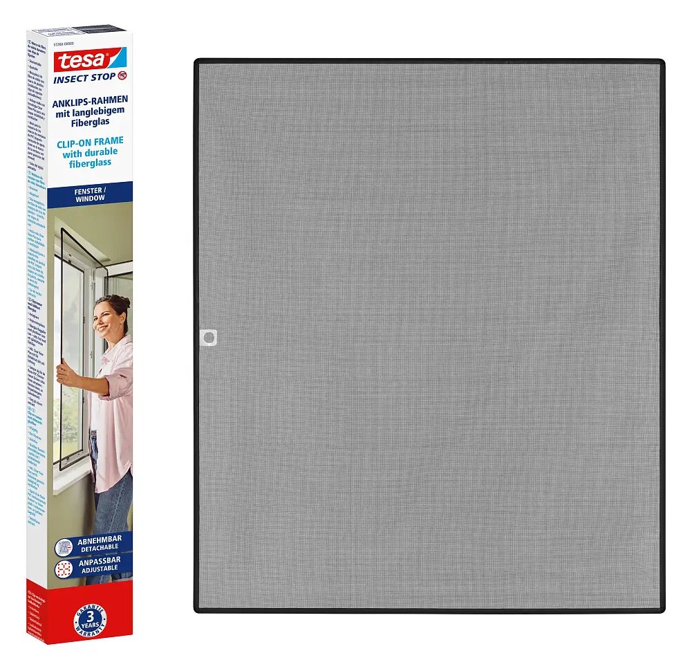 Tesa Fliegengitter Insect Stop Clip On anthrazit 1.0 x 1.2 m