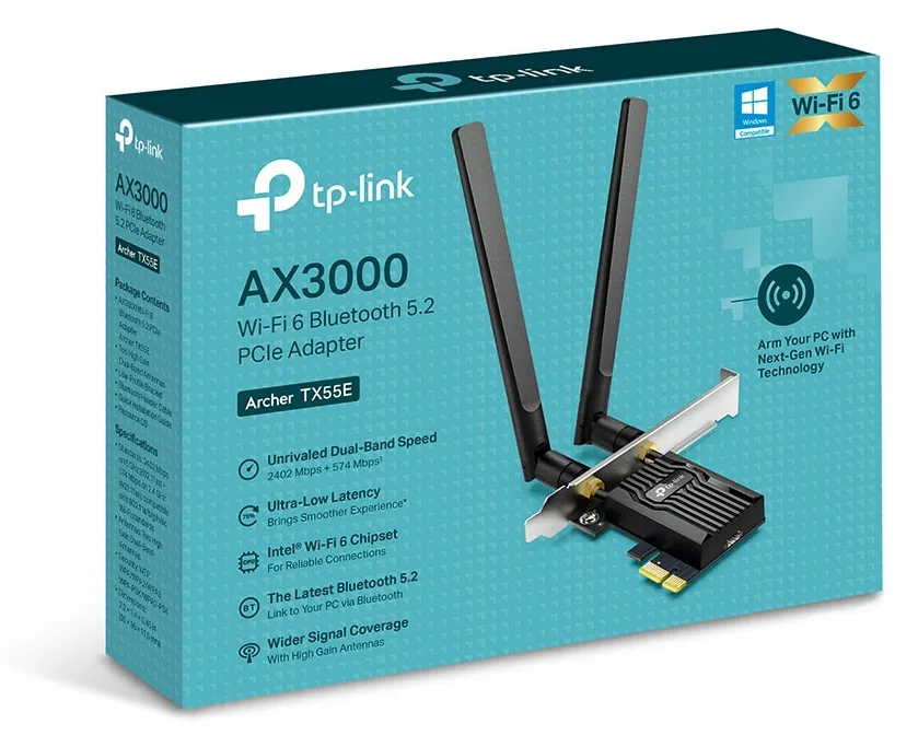 TP-LINK Archer TX55E AX3000 Wi-Fi 6 BT WLAN PCI Express - Adapter, Ansicht 4