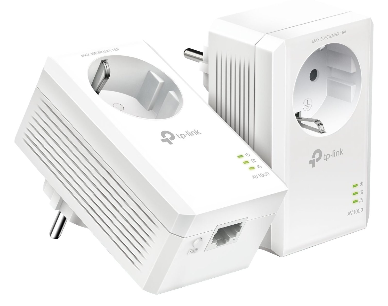 TP-LINK AV1000 - Gigabit Passthrough Starter Kit - Powerline Adapterkit - GigE, HomePlug AV (HPAV)