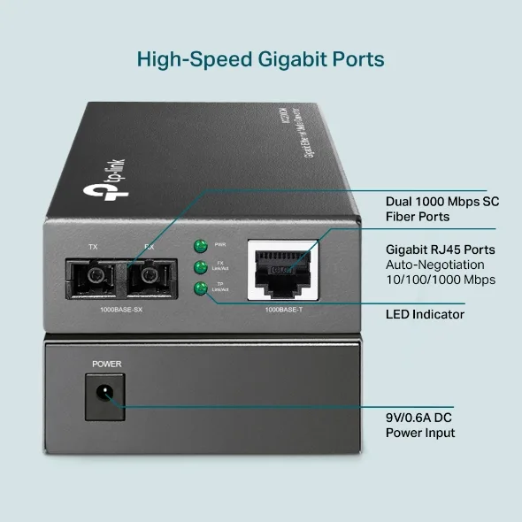 TP-LINK MC200CM - Medienkonverter - GigE - 1000Base-SX, 1000Base-T, Ansicht 4