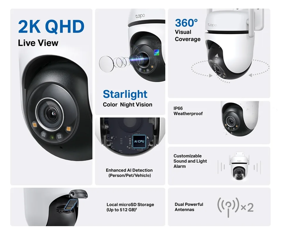 TP-LINK Tapo C520WS V1 - Netzwerk-Überwachungskamera - schwenken / neigen - Außenbereich - wetterfest - Farbe, Ansicht 2