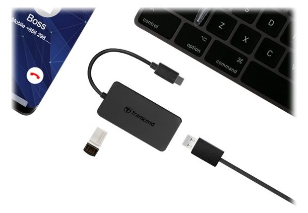 Transcend HUB2C - Hub - 4 x USB 3.1 Gen 1 - Desktop