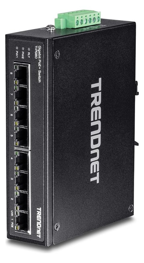 TRENDnet TI-PG80 - Switch - unmanaged - 8 x 100/1000/10000 - an DIN-Schiene montierbar, wandmontierbar - PoE+ (200 W)