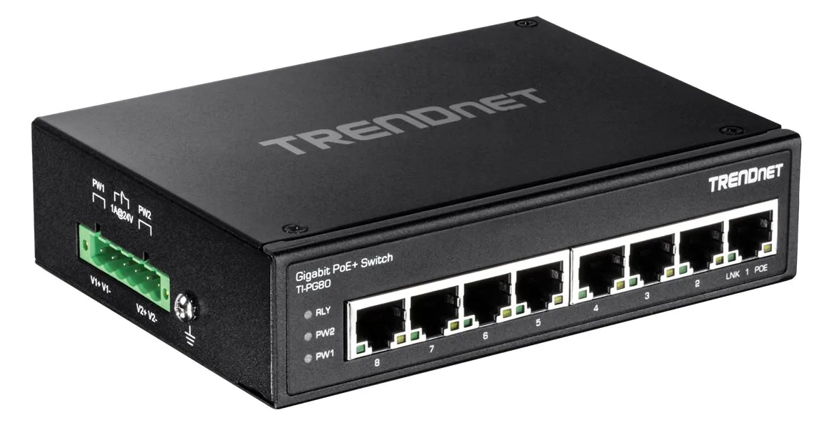TRENDnet TI-PG80 - Switch - unmanaged - 8 x 100/1000/10000 - an DIN-Schiene montierbar, wandmontierbar - PoE+ (200 W), Ansicht 3