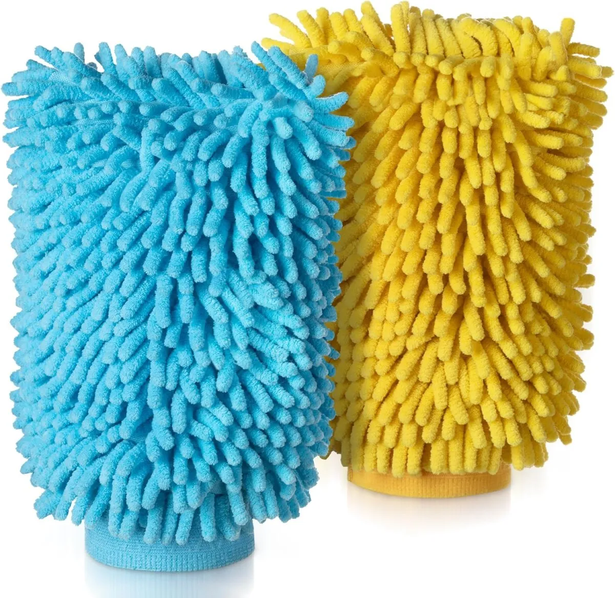 MR.SIGA Hochwertig Mikrofaser Waschhandschuh Weiche Chenille Autowaschhandschuh, 2 Stück, Blau & Gelb — Bild 6