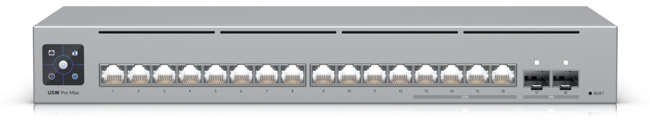 UbiQuiti Switch full managed Layer3 18 Port• 4x 2.5 GbE• 12x• 2x SFP+• Desktop• - Switch - 84 Gbps
