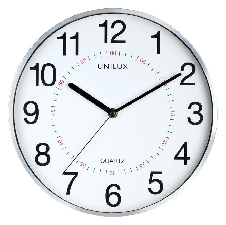Unilux 400094280 - Wand - Quarzuhr - Rund - Grau - Kunststoff - Glas