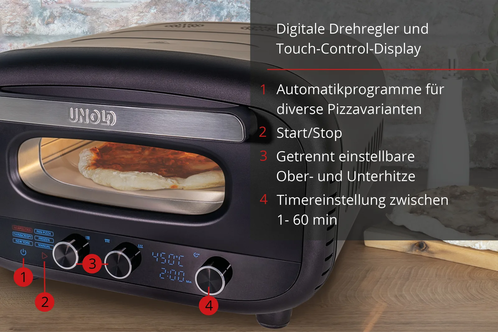 UNOLD 68805 Don Alfredo Pizzaofen, Ansicht 3