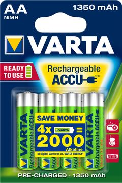 Varta Batterie AA-Typ - NiMH - (wiederaufladbar) - 1350 mAh (Packung mit 4) von LumaTech