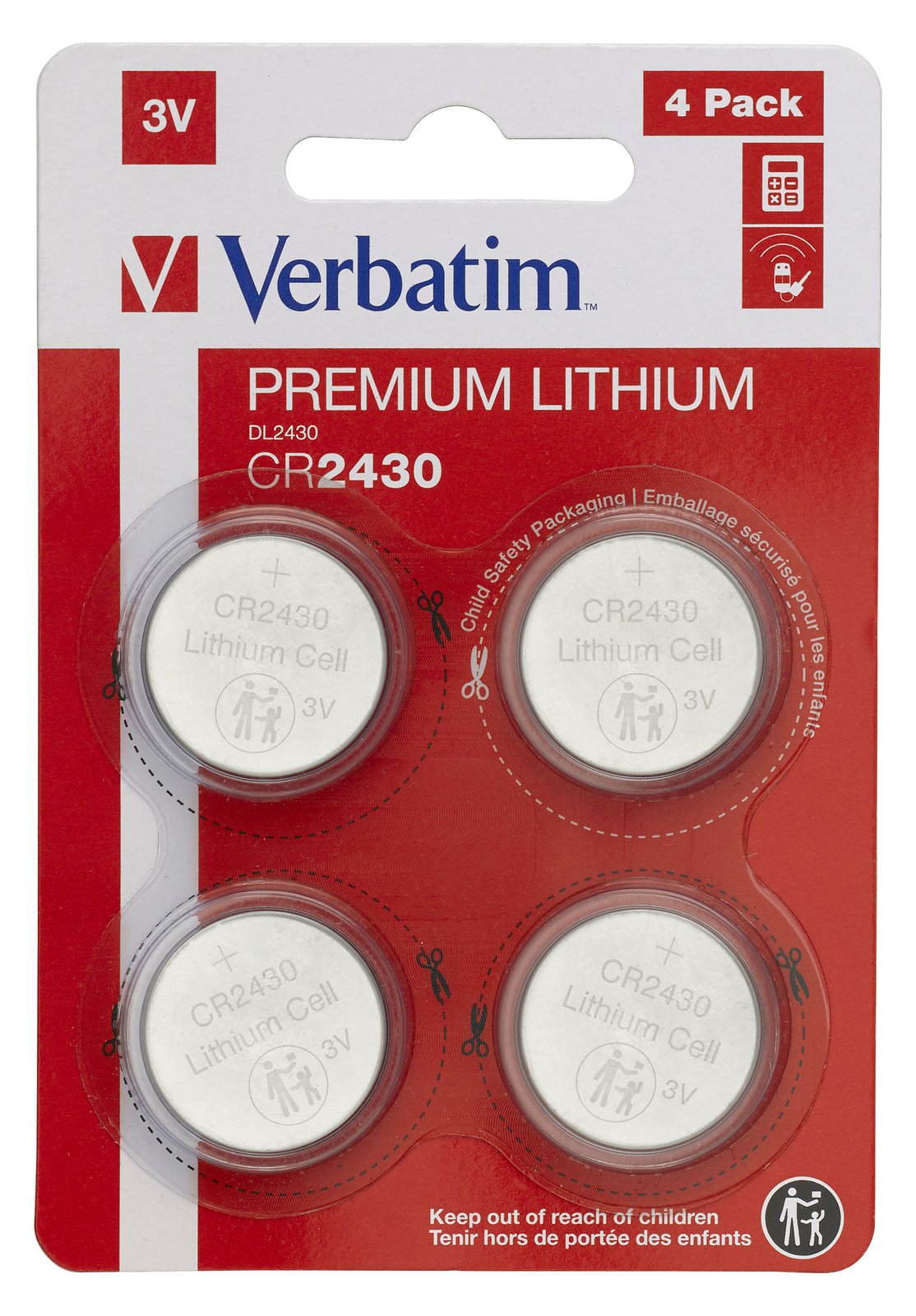 Verbatim Batterie Lithium CR2430 3 V 4 - Batterie - CR2430 von LumaTech