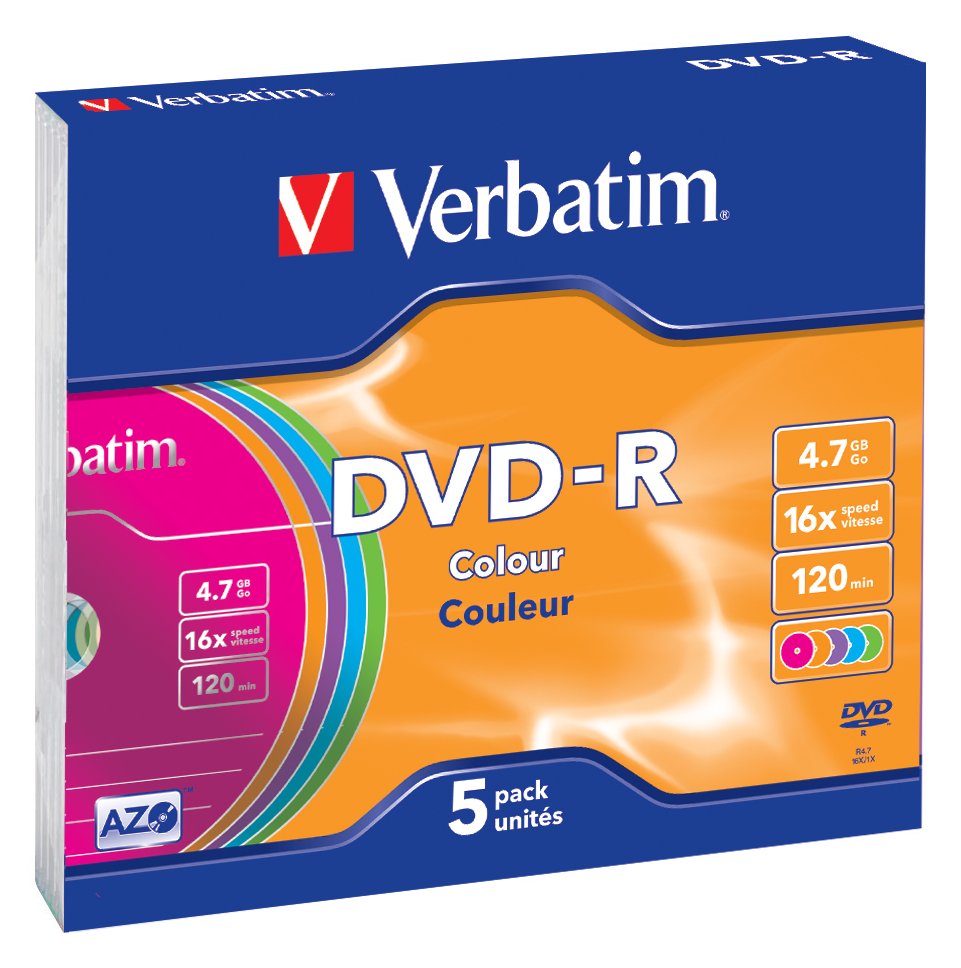 Verbatim Colours - 5 x DVD-R - 4.7 GB 16x