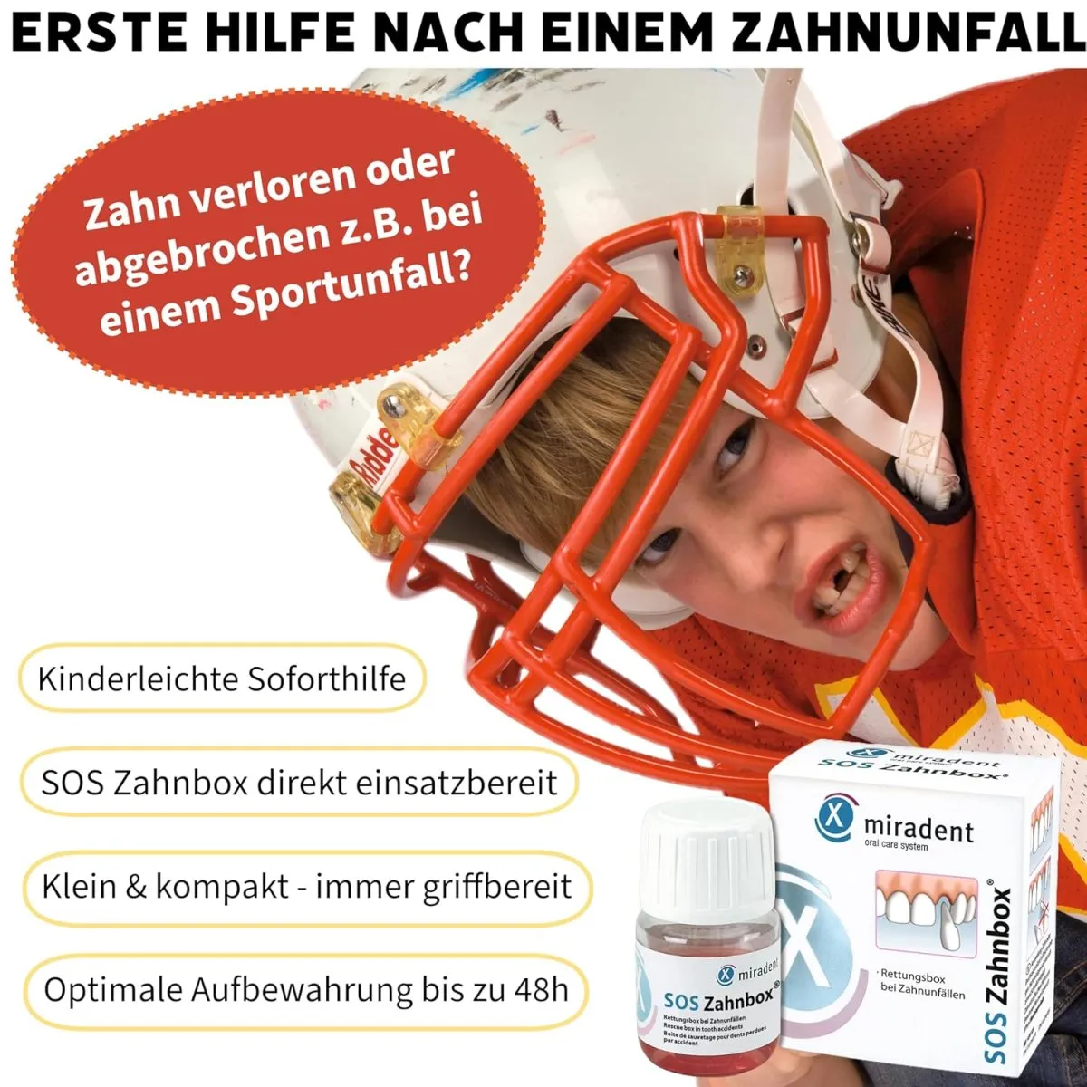 Zahnrettungsbox für ausgeschlagene Zähne & Frontzahntrauma | Nährlösung erhält Zellen für eine Replantation & Einheilung des verlorenen Zahns | Aufbewahrung bis zu 48h — Bild 2