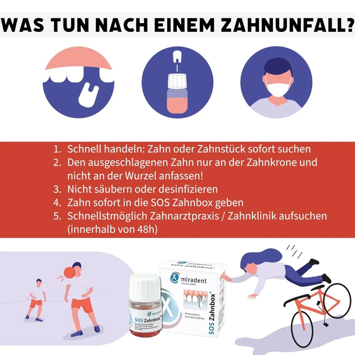 Zahnrettungsbox für ausgeschlagene Zähne & Frontzahntrauma | Nährlösung erhält Zellen für eine Replantation & Einheilung des verlorenen Zahns | Aufbewahrung bis zu 48h — Bild 3