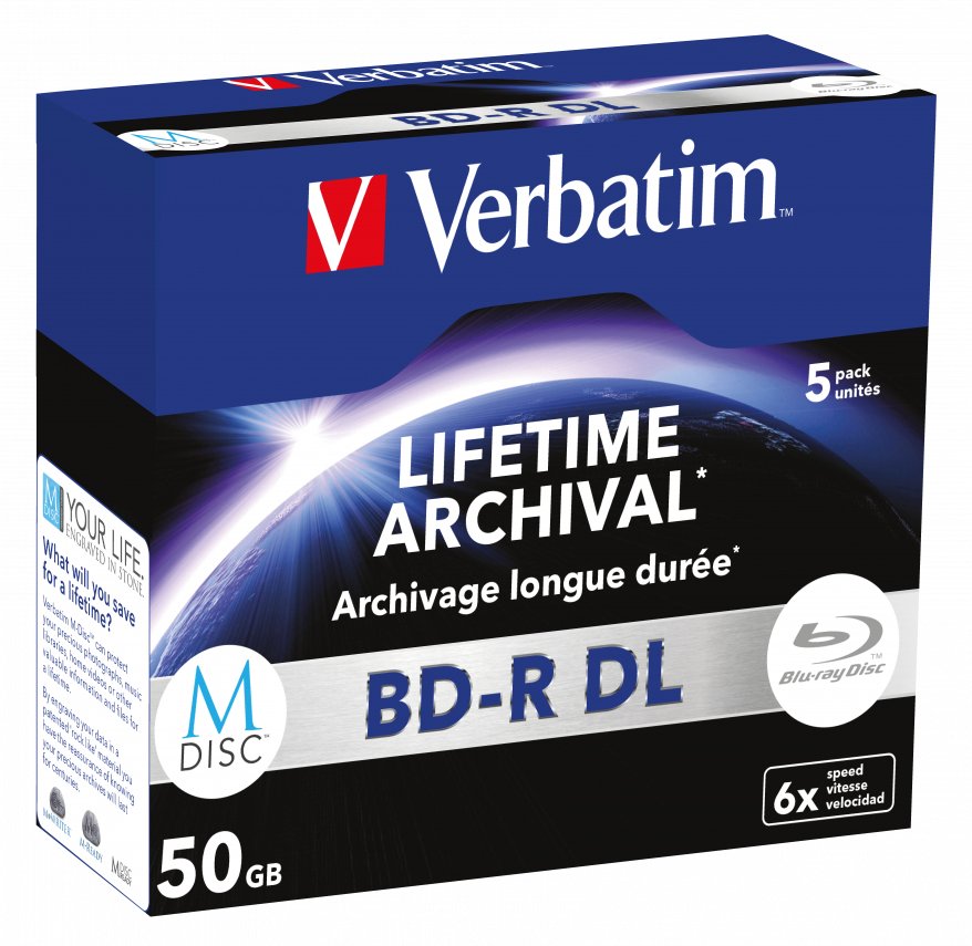 Verbatim M-Disc - 5 x BD-R DL - 50 GB 6x - mattsilber - Jewel Case (Schachtel) von LumaTech