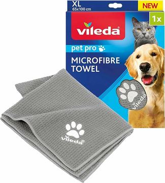 Vileda Pet Pro Microfaser-Handtuch XL grau Groesse XL 65 x 100cm von LumaTech