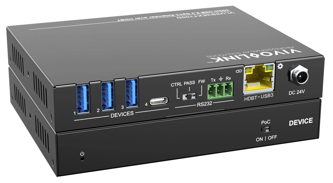 VivoLink 100m USB 3.2 Gen1 Extender over HDBT Receiver, Ansicht 2
