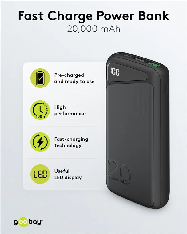 Wentronic Goobay Schnelllade-Powerbank 20.000 mAh USB-C PD QC 3.0 53939, Ansicht 4