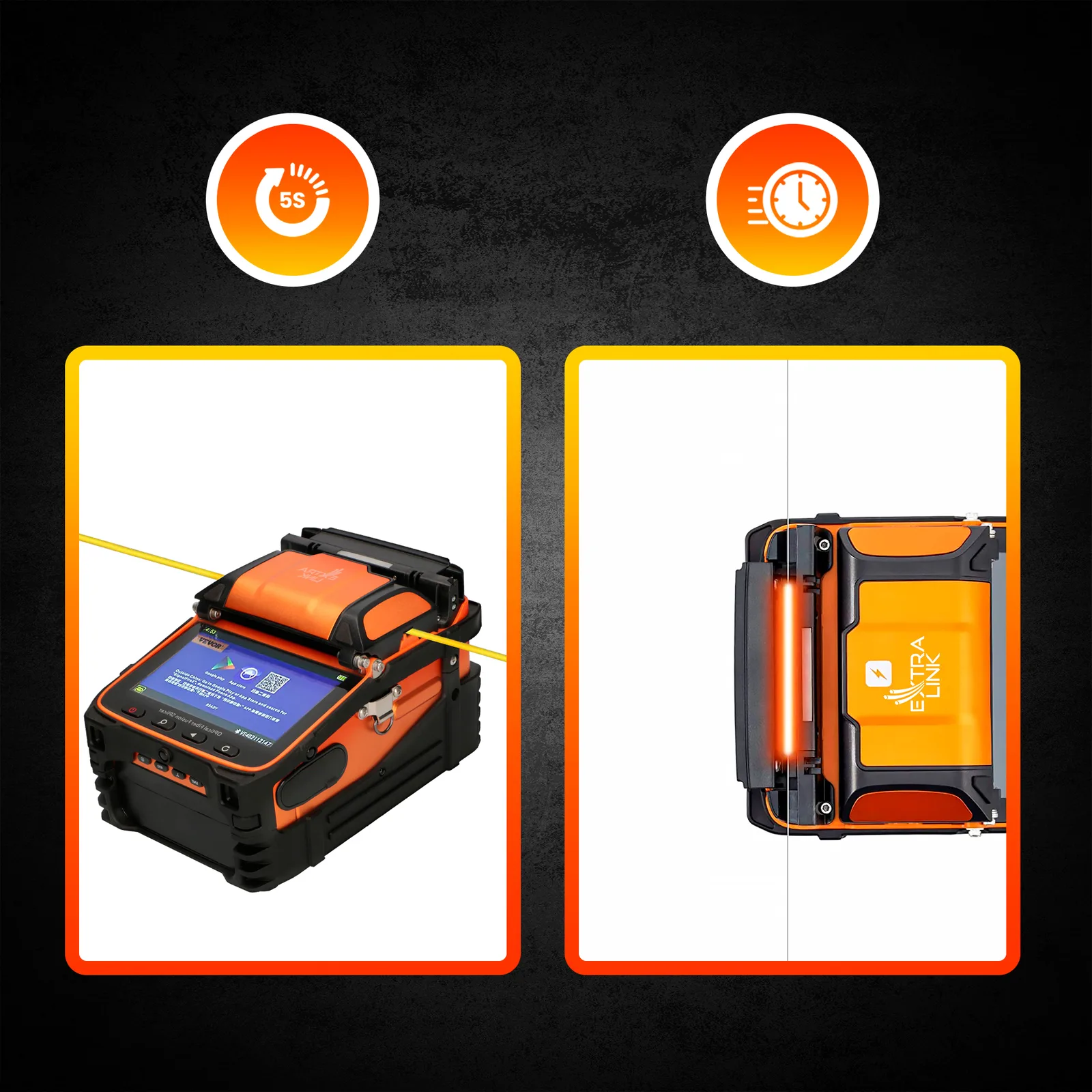 Extralink Fusionsspleißer AI-9 7800mAh Akku - LED-Lampe - LCD 5,1". - 12,9 cm (5.1") - LCD - Aluminium - Orange, Ansicht 4