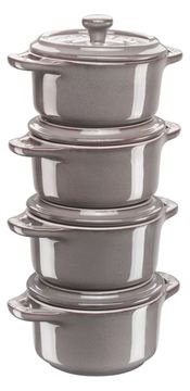Zwilling Mini Cocotte Set 4-tlg. rund, Keramik, antik-grau von LumaTech
