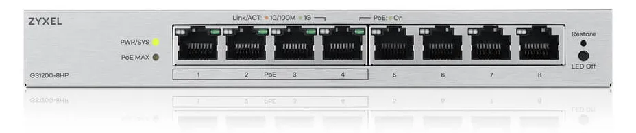 ZyXEL GS1200-8HP v3 PoE+ - Switch - Switch - 1 Gbps, Ansicht 4