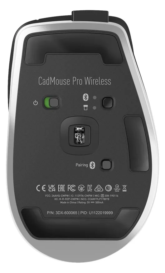 3Dconnexion CadMouse Pro Wireless - Maus - ergonomisch - 7 Tasten - kabellos - Bluetooth, 2.4 GHz - kabelloser Empfänger, Ansicht 3