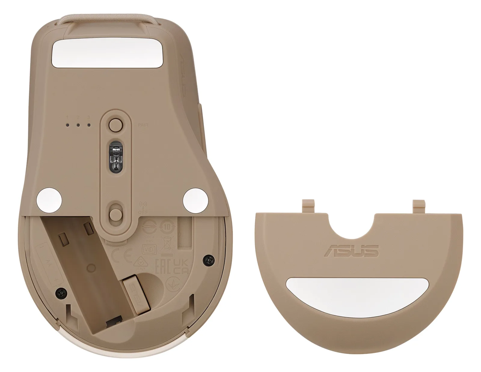 ASUS SmartO MD200 Silent Plus - Maus - optisch - 6 Tasten - kabellos - 2.4 GHz, Bluetooth 5.0 - kabelloser Empfänger, Ansicht 3