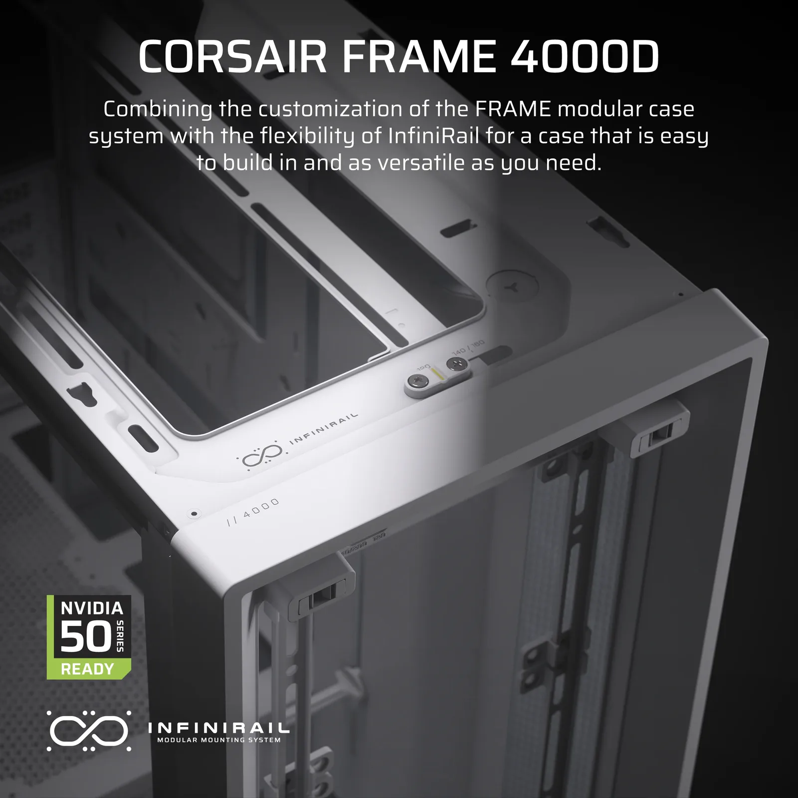 Corsair FRAME 4000D - Midi-Tower Gaming - E-ATX - Seitenteil mit Fenster (gehärtetes Glas), Ansicht 2