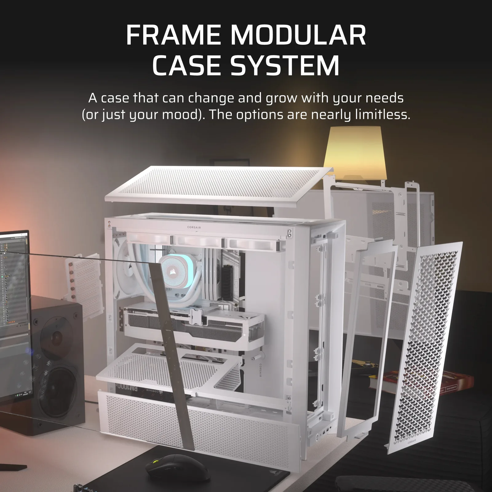 Corsair FRAME 4000D - Midi-Tower Gaming - E-ATX - Seitenteil mit Fenster (gehärtetes Glas), Ansicht 3
