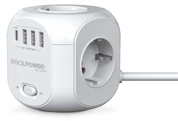 RealPower PowerBox 431 - 1,8 m - Drinnen - Weiß - 4 AC-Ausgänge - 250 V - 50 Hz von LumaTech
