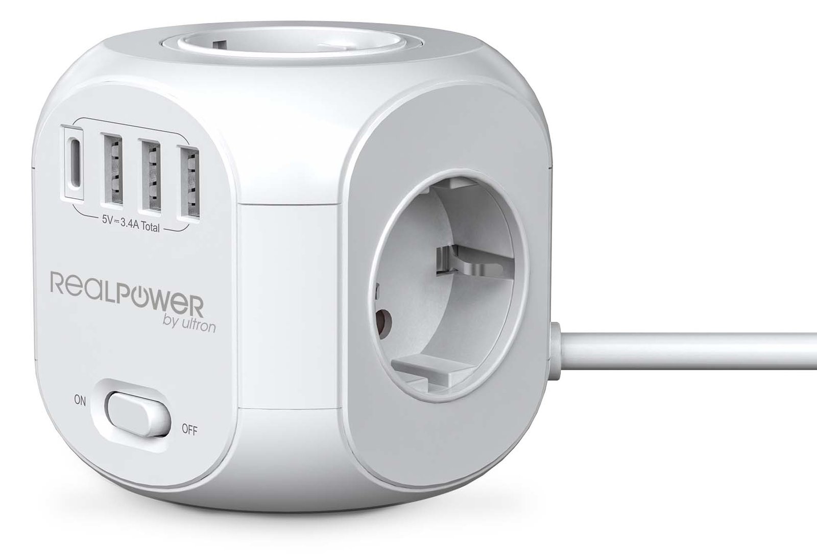 RealPower PowerBox 431 - 1,8 m - Drinnen - Weiß - 4 AC-Ausgänge - 250 V - 50 Hz