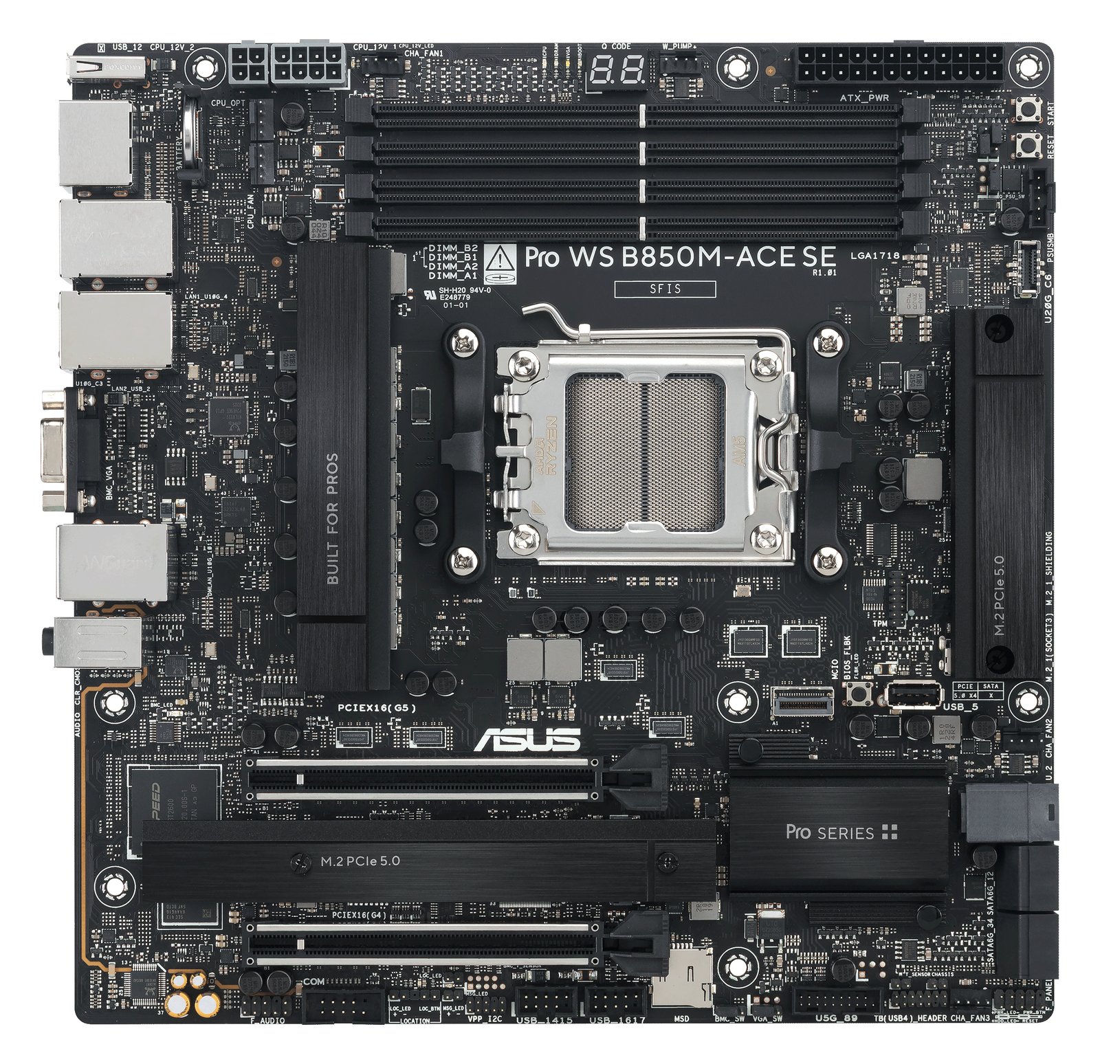 ASUS Pro WS B850M-ACE SE AM5 AMD Micro-ATX motherboard PCIe 5.0 - Mainboard - AMD Sockel AM5 (Ryzen Zen4)