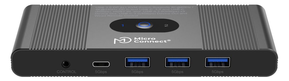MicroConnect Displayport & USB-C KVM Switch - KVM-Umschalter - 2-Port