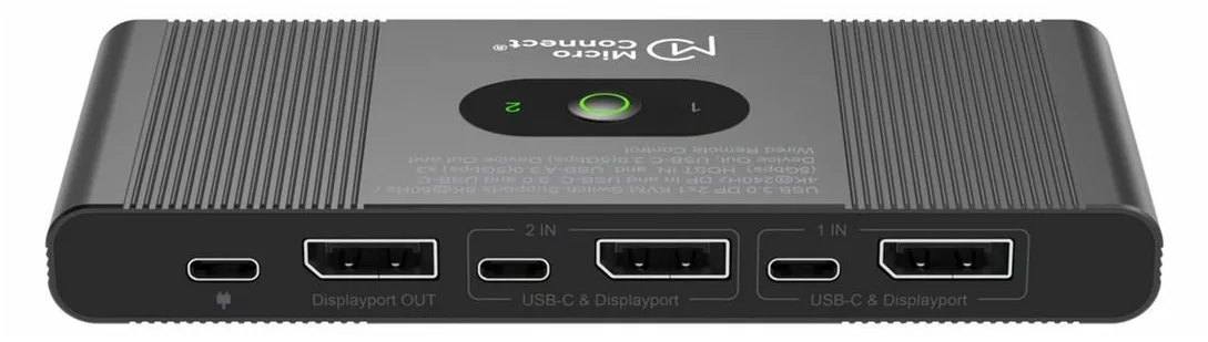 MicroConnect Displayport & USB-C KVM Switch - KVM-Umschalter - 2-Port, Ansicht 4